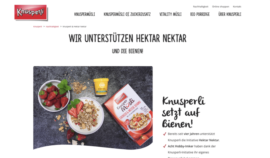 Landingpage – Gutes tun und transparent darüber reden